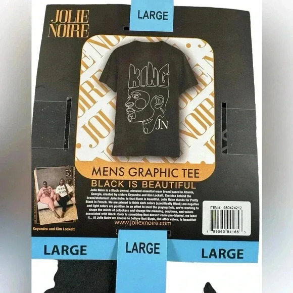 Jolie Noire Men's Black History Graphic Print Short Sleeve Large Crewneck Tee - Picture 3 of 6